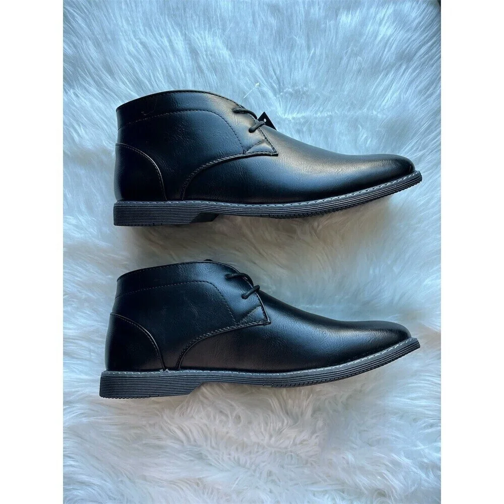 🆕London Fog Men's Chukka Boots Black Lace-Up Memory Foam Size 11M